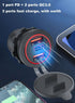 3 Ports 18W USB Car Charger with Switch - 12-24V Dual QC 3.0 USB & PD USB C Cigarette Lighter Socket, Dashboard Mount