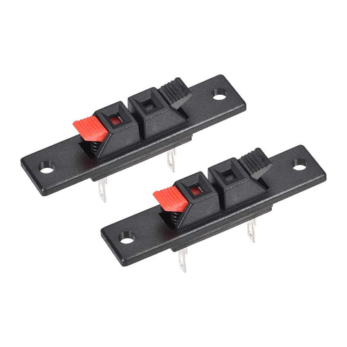 uxcell 2 Ways Spring Speaker Terminal Clip, Push Release Connector Audio Cable Terminals Strip Block, 2Pcs
