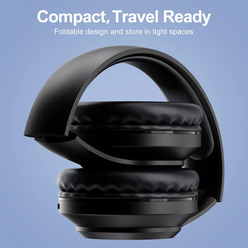 X5 Wireless FM Radio Headphones with Bluetooth, Portable Over Ear Headset, Built-in Microphone, Rechargeable, Stereo