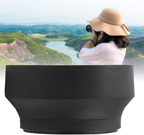 Camera Lens Hood Shade, Rubber Metal Collapsible, Reduces Sunlight for Various Brands (82mm)