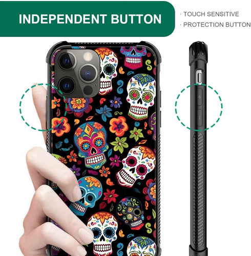 TnXee Case Compatible with iPhone 12/12 Pro Case,Sugar Skull Pattern Design Casae for iPhone 12/12 Pro Cases for Men Women, Shockproof Anti-Scratch Case