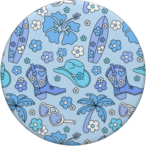 Pastel Cowboy Boot Hat Pattern Coastal Cowgirl Aesthetic PopSockets Standard PopGrip