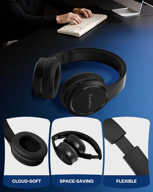 Headphones,70H 6.0 Headphones,3 Headset TuneFlux Bluetooth Playtime Bluetooth Wireless EQ Music Modes Foldable