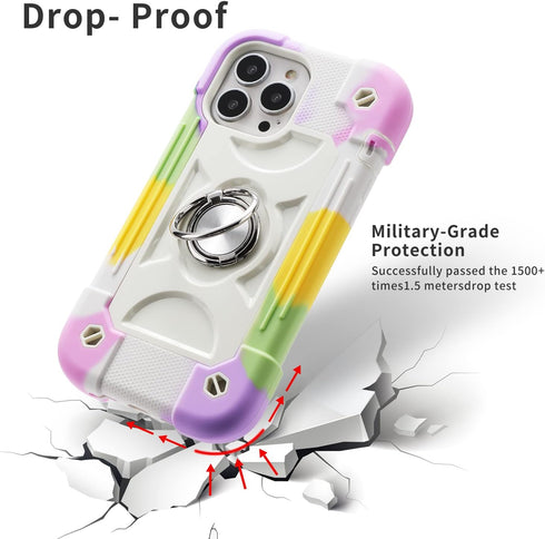 MARKILL Compatible with iPhone 13 Pro Max Case, Heavy-Duty Military Grade Shockproof Cover with Ring Stand