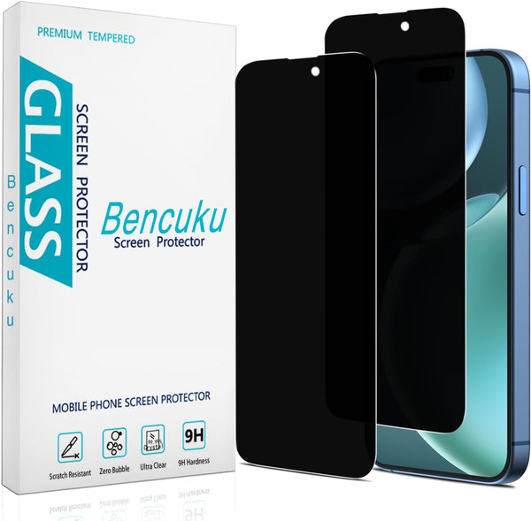 iPhone 15 Pro Privacy Screen Protector (2 Pack) - 6.1" Anti-Spy Tempered Glass, Scratch-Resistant, Bubble-Free