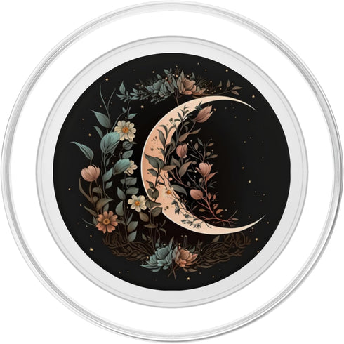 Floral Moon Phase Design PopSockets PopGrip for MagSafe, Cool Eclipse Moon