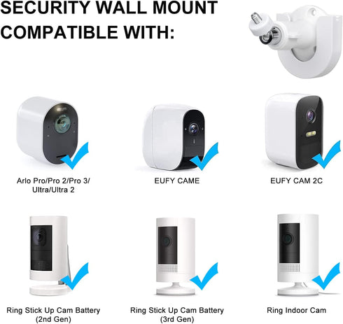 Strong Adhesive Adjustable Indoor/Outdoor Security Wall Mount Compatible with Arlo Pro/Pro 2/Pro 3/Ultra/Ultra 2, Ring