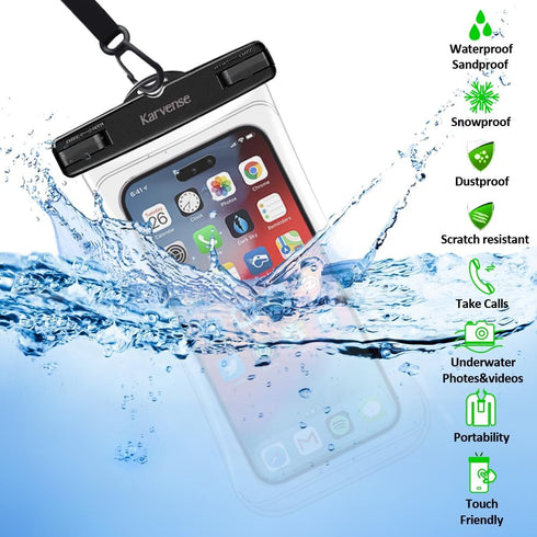 Waterproof Phone Pouch/Case, 4 Pack Large Waterproof Pouch for iPhone, Samsung Galaxy & Pixel, IPX8 Protector