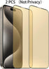 2 Pack Gold Anti-Blue Tempered Glass Screen Protector for iPhone 15 Pro Max, 6.7", 9H Hardness, Full Coverage.
