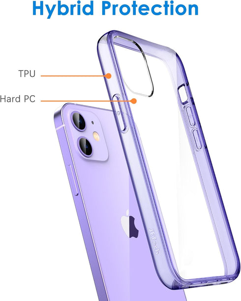 JETech iPhone 12 Mini 5.4-Inch Case, Non-Yellowing Shockproof Phone Bumper Cover, Anti-Scratch Clear Back, Deep Purple