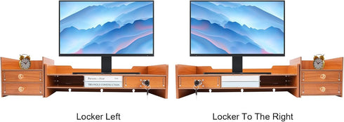 WDZCZDoo 11.02lbs Computer Monitor Stand, Computer Rack with Storage, Wooden Laptop Monitor Stand, Wood Desk Organizer