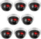 Kanayu 8 Pack Dummy Fake Camera, CCTV Dome Fake Security Camera with Flashing Red LED Light, White