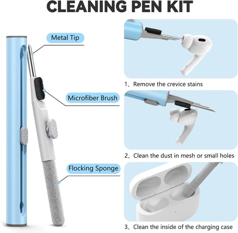 AirPods Pro 2nd Generation Case (2022/2023) with Cleaner Kit, Soft Silicone Protective Cover with Lanyard, Sky Blue