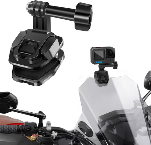 REYGEAK GoPro Motorcycle Windshield Clip, Aluminum Alloy Camera Clamp Mount for Hero 12 11 10 9 8