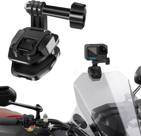 REYGEAK GoPro Motorcycle Windshield Clip, Aluminum Alloy Camera Clamp Mount for Hero 12 11 10 9 8