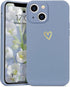 Cute Slim Shockproof iPhone 13 Case in Blue Grey with Wireless Charging Support and Protection.