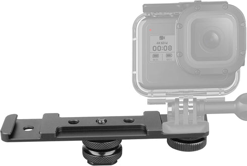 ChromLives Hot Shoe Extension Bar Mount, Cold Shoe Flash Bracket, Dual Straight Mount for Nikon Canon Sony DSLR