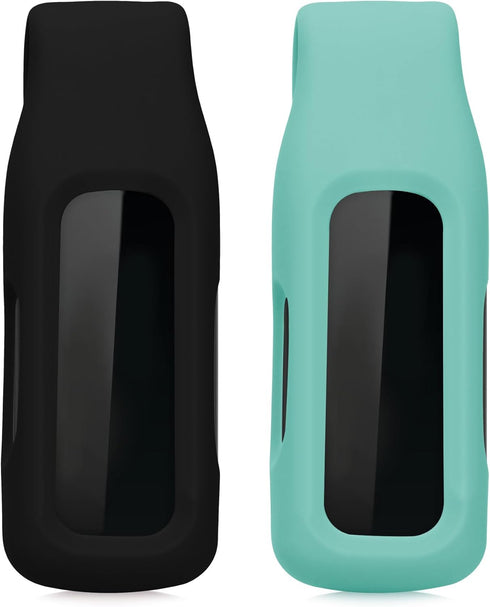 kwmobile 2X Clip Holders for Fitbit Inspire 3 / Inspire 2 / Ace 3, Clip-On Holder Replacement Set - Black/Mint
