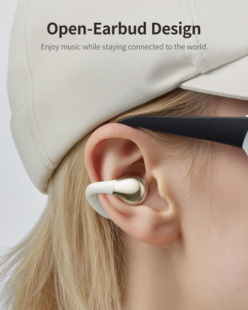30H wegear Open-Ear Earbuds, Clip-On Headphones, Open-Ring Comfort Wireless Bluetooth Earbuds, Dual Connection
