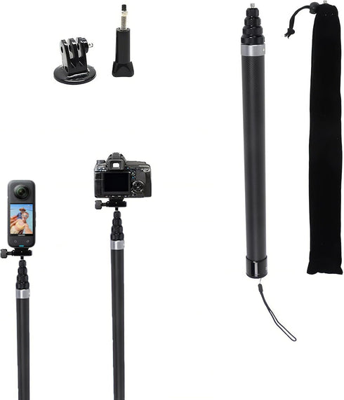 tsfeiiii 9.8ft Long Invisible Selfie Stick - Carbon Fiber Monopod (110in/280cm) for X4,
