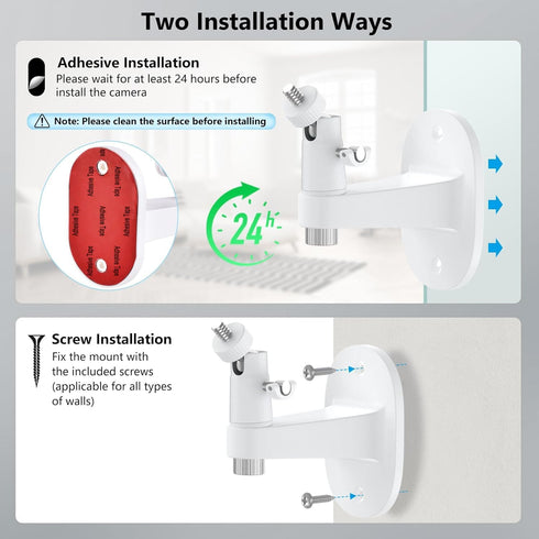 2Pack 360 Ring Camera Wall Mount for Ring Stick Up Cam & Ring Outdoor Cam Plus, Degree Adjustable No Drilling Mount