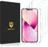 UNBREAKcable 3-Pack Tempered Glass Screen Protector for iPhone 14/13/13 Pro, 6.1 Inch, Easy Install Frame, Shatterproof.