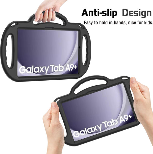 AVAWO Kids Case for Samsung Galaxy Tab A9+/A9 Plus 11 Inch 2023 Model, Shockproof Lightweight Handle Stand (Black)