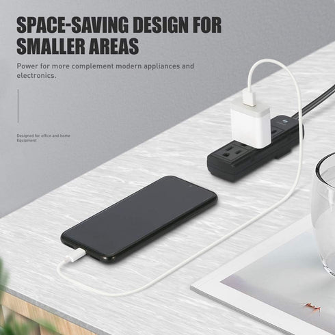 Power Strip 3 Prong Outlet, Slim Black 3 Grounded Outlets, Heavy Duty Extension Cord, No Surge Protector