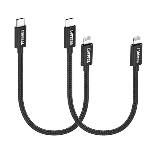 COSOOS 2 Short USB-C to iPhone Cables (10in/26cm) Fast Charging Syncing Cable for iPhone 14 Pro Max, 14 Plus, 14