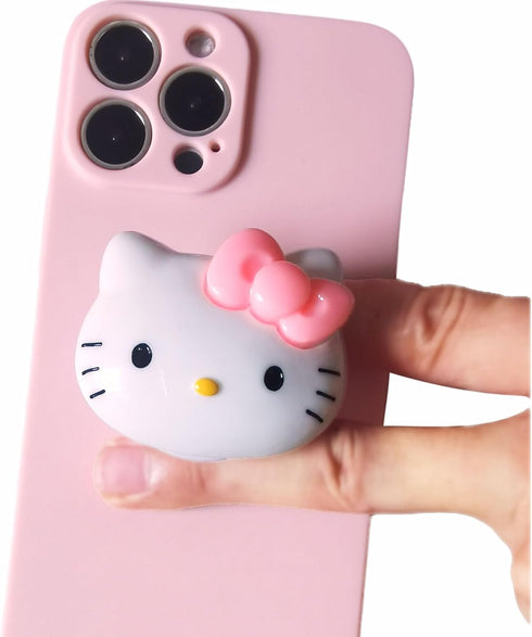 Kawaii Kitty Expanding Phone Grip, Cute Collapsible Mount Holder for Girls Women, Finger Snap Pop Grip Compatible with