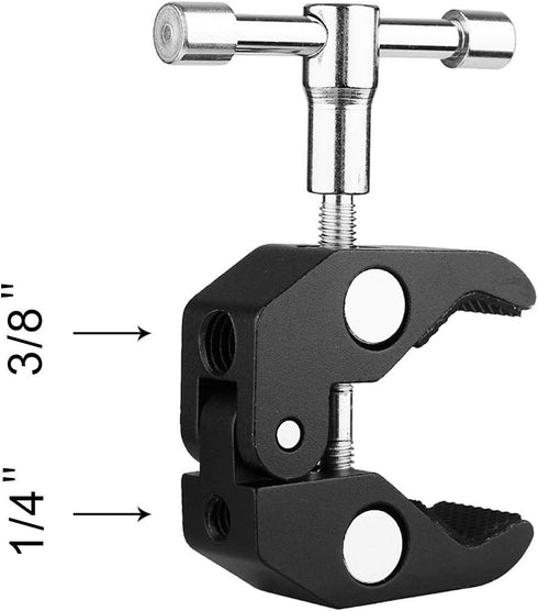 SLOW DOLPHIN w/1/4 3/8 (2 Super Clamp and Thread with Cool Double Ballhead Arm Adapter Bottom Clamp for DSLR