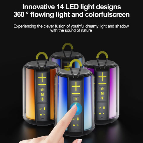 CofunKool 5.3 Portable Speaker with AUX/TF/USB Flash Drive Input, RGB Light, Wireless Bluetooth TWS Stereo Dual Pairing