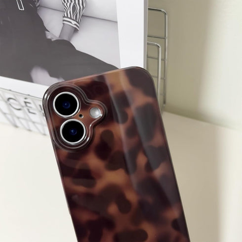 XQAGU 16 Cute Phone Case for iPhone Case Amber Leopard Full Camera Protective Slim Shockproof Aesthetic-Brown Amber