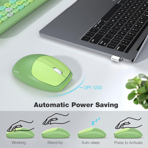 MOFii Wireless Keyboard and Mouse Combo, Full Size Keyboard, 2.4GHz USB Connection, Cute Wireless Mouse
