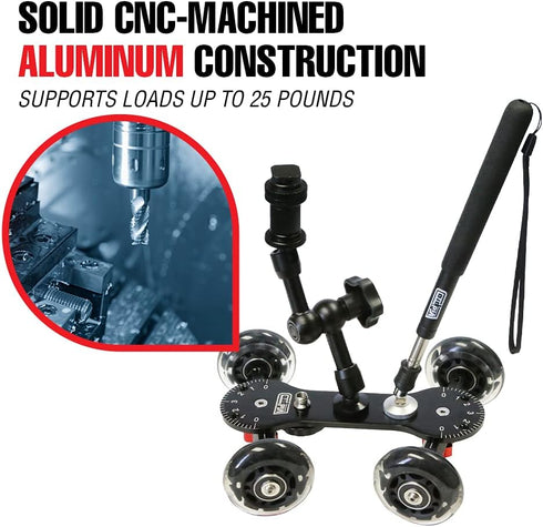 Vidpro SK-22 Professional Skater Dolly, Rolling Slider for DSLR Cameras & Camcorders, 25 Lbs Capacity