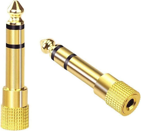 VCE 6.35mm Male to 3.5mm Female Stereo Audio Jack Adapter for Aux Cable, Guitar Amplifier, 2 Pack