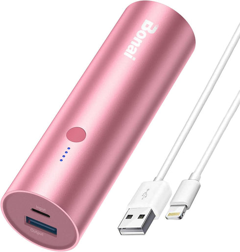 BONAI Portable 5000mAh Power Bank, Ultra-Compact External Battery for iPhone 14 13 12 11 & Samsung