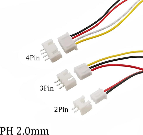 450Pcs 2.0mm JST-PH Connector Kit with 2.0mm Female Pin Header, 2/3/4 Pin Housing Connector Adapter Plug Terminal