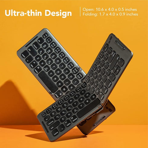 MP Mobile Pixels Foldable Bluetooth Keyboard, Rechargeable Ultra Slim Portable Wireless Keyboard for iOS, Android,