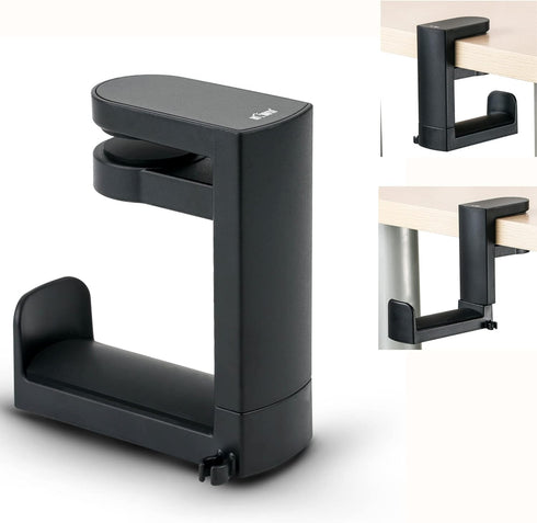 KIWIFOTOS Headphone Stand Holder Under Desk, PC Gaming Headset Hook with 360 Adjustable Rotating Arm Clamp & Cable Clip