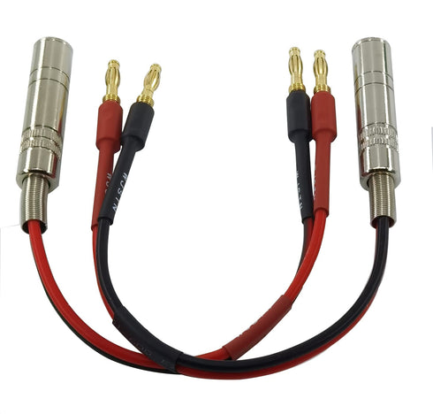1/4 TS to Banana Plug Speaker Cable 6.35 mm 1/4" Female to Banana Plug Mono Adapter 8 inches 2pack