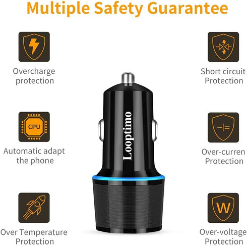 Fast USB C Car Charger, Compatible with Google Pixel 8/7/6/5, 30W Power Delivery & Quick Charge, Type C Cable