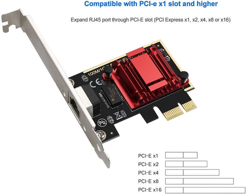2.5GBase-T PCIe Network Adapter RTL8125B 2500/1000/100Mbps PCI Express Gigabit Ethernet Card RJ45 LAN Controller Support PXE for Windows/Linux/MAC with Low Profile by ULANSeN
