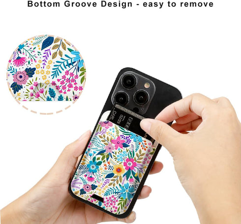 Slim Leather Magnetic Phone Wallet for iPhone 15/14/13/12 Mini/Plus/Pro/Pro Max, Stick on Credit Card Holder, Fit 3