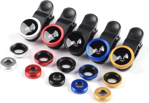 ulafbwur 3 1 Aluminum Alloy in Mobile Phone Fish Eye Super Wide Angle Macro Camera Lens Kit with Clip
