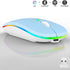 Wireless Bluetooth Mouse,LED Dual Mode Rechargeable Silent Slim Laptop Mouse,Portable(BT5.2+USB Receiver) Dual Mode Computer Mice,for Laptop,Desktop Computer,ipad Tablet,Phone,Mac (Blue)