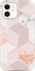JAHOLAN Bling Glitter Sparkle Case for iPhone 12 Mini, Marble Design Clear Bumper TPU Soft Rubber Silicone Cover, 5.4