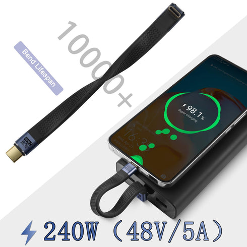 QIANRENON 240W USB4.0 C Male to 90° Angle Type C Male Fast Charging Cable, 40Gbps USB Type C 4.0 for Power Bank