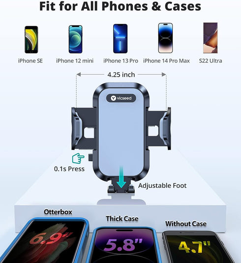 VICSEED Military-Grade Sturdy Car Phone Holder Mount, Anti-Shake Metal CD Slot & Air Vent, Fits iPhone 15 14, Samsung