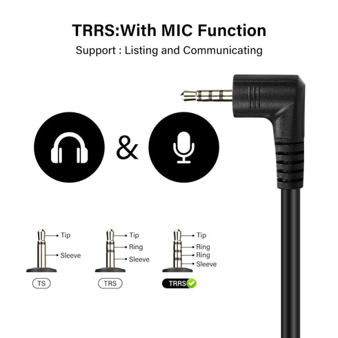 PNGKNYOCN 2.5mm Audio Aux Cable, 90 Degree TRRS Male to Male Double Angled Stereo Headset Connector Cable (0.3M)